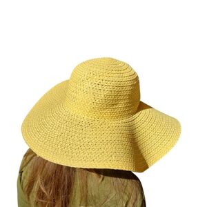 Large Brim Butter Yellow Sun Shade Floppy Paper Hat